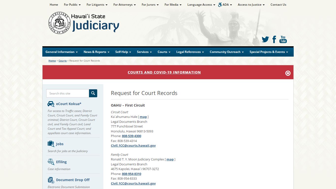 Judiciary | Request for Court Records